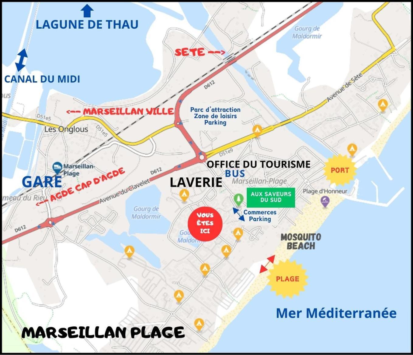 Residence Le Sunset Marseillan-Plage, Entre Mer Et Lagune De Thau, Etape Velo, Famille, Couple, Vrp, Toutou Admis, Jardin, Parking Prive Gratuit, Velos, Clim, Wifi Fibre Gratuite, Commodites, Plage Et Piste Cyclable A Proximite, 6 Couchages Nous Cont Екстериор снимка